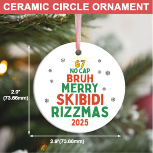 Funny Six Seven Meme Ceramic Ornament Skibidi Ohio Rizz Sigma 6 7 Christmas Decoration Teen Slang Holiday Keepsake Gift