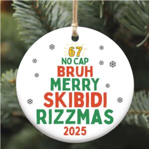 Funny Six Seven Meme Ceramic Ornament Skibidi Ohio Rizz Sigma 6 7 Christmas Decoration Teen Slang Holiday Keepsake Gift