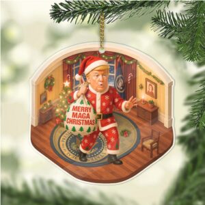 Funny Trump Oval Office 2D Ornament MAGA Isometric Acrylic Christmas Decor Republican Trump Gift