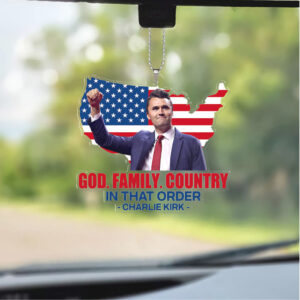 God Family Country Charlie Kirk Car Ornament Charlie Memorial Ornament Pray for Charlie