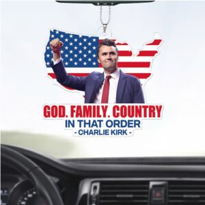God Family Country Charlie Kirk Car Ornament Charlie Memorial Ornament Pray for Charlie