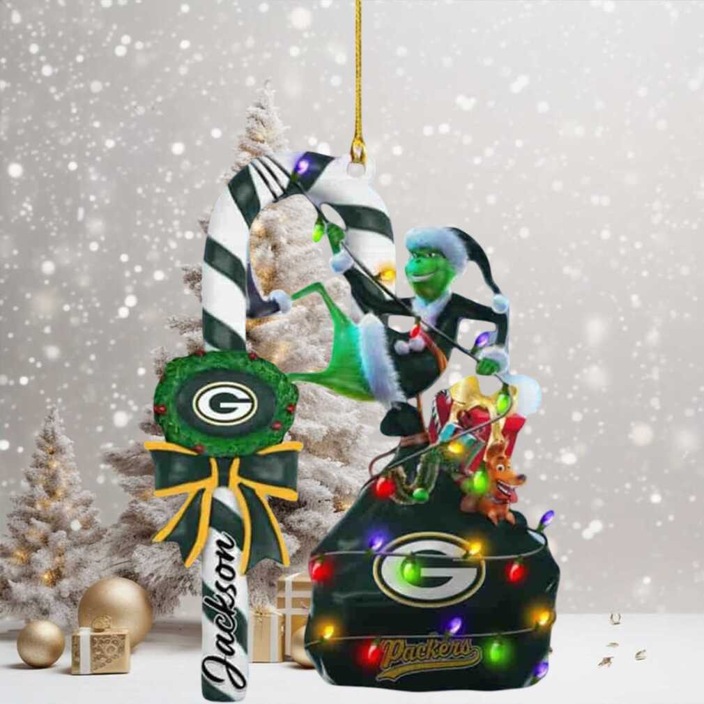 Green Bay Packers NFL x Grinch Candy Cane Custom Name Christmas Tree Decorations Ornament Green Bay Packers NFL x Grinch Candy Cane Custom Name Christmas Tree Decorations Ornament