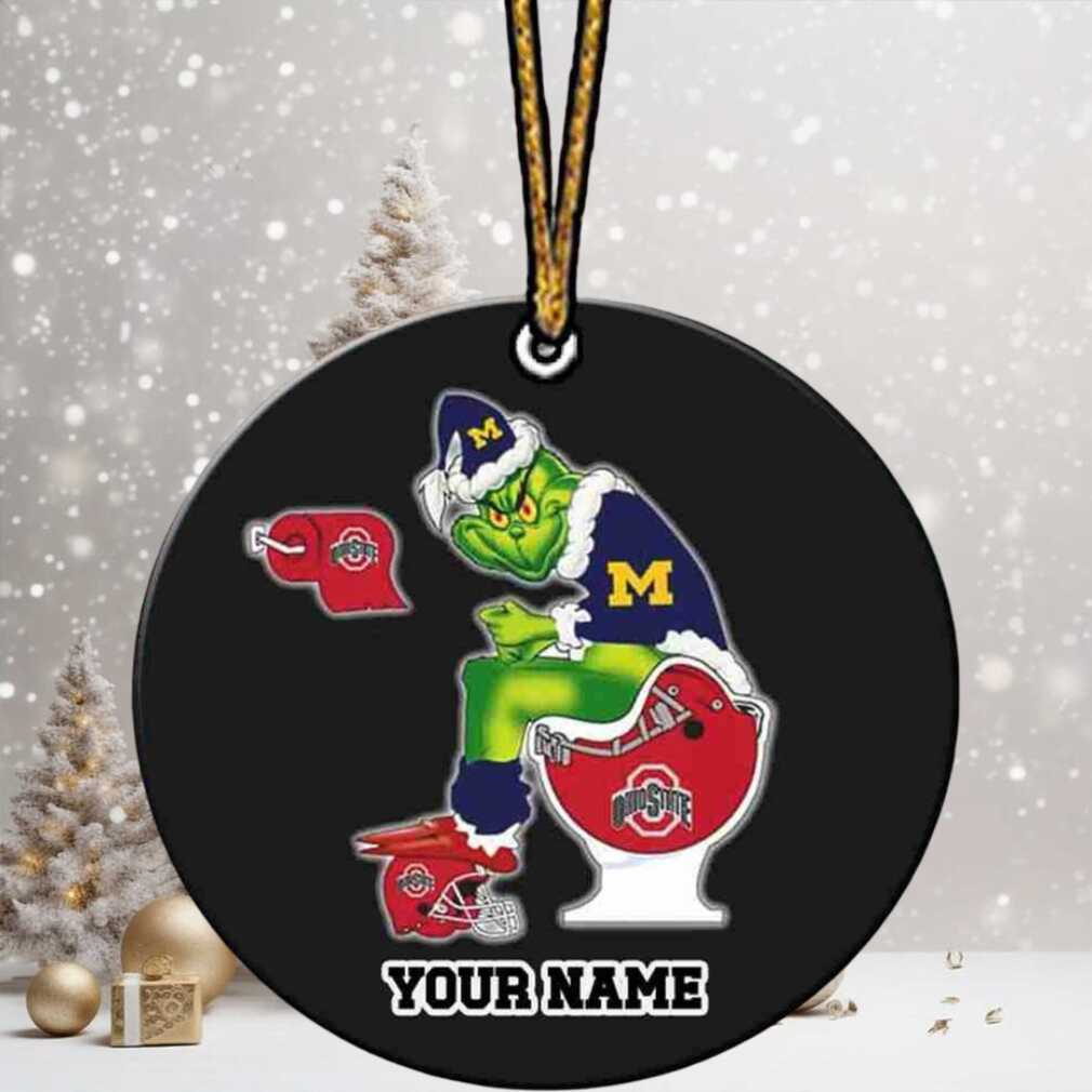 Grinch Christmas X Michigan Wolverines Sitting On Toilet Ohio State Buckeyes Christmas Tree Decorations Ornament Funny College Football NCAA Grinch Christmas X Michigan Wolverines Sitting On Toilet Ohio State Buckeyes Christmas Tree Decorations Ornament Funny College Football NCAA