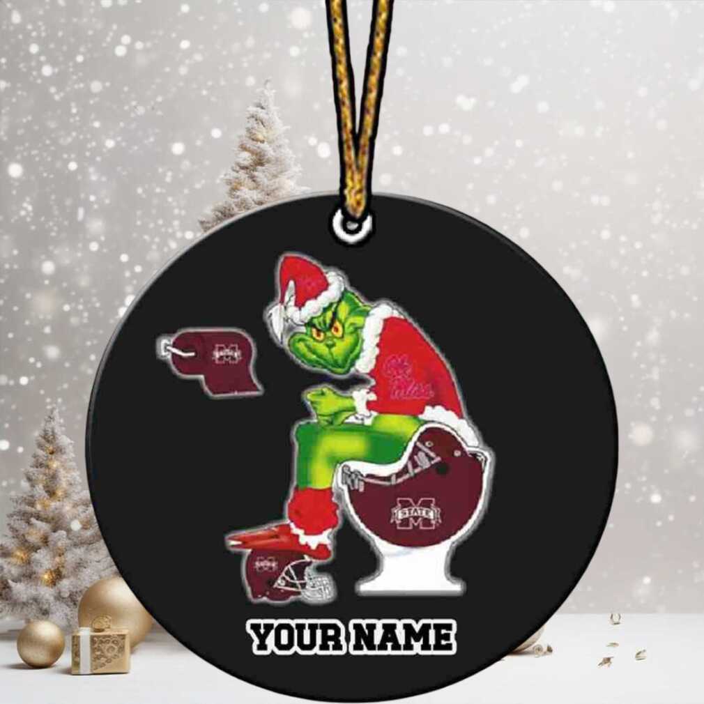 Grinch Christmas X Ole Miss Rebels Sitting On Toilet Mississippi State Bulldogs Christmas Tree Decor Ornament Funny College Football NCAA Grinch Christmas X Ole Miss Rebels Sitting On Toilet Mississippi State Bulldogs Christmas Tree Decor Ornament Funny College Football NCAA