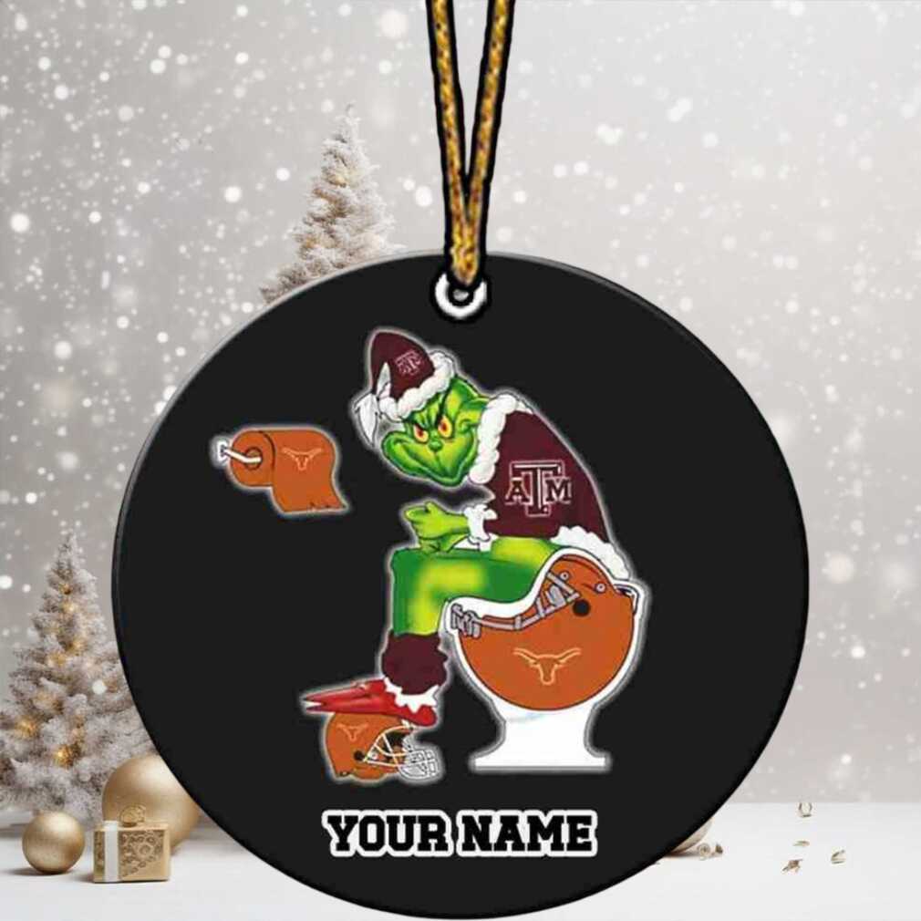 Grinch Christmas X Texas AM Aggies Sitting On Toilet Texas Longhorns Christmas Tree Decorations Ornament Funny College Football NCAA Grinch Christmas X Texas AM Aggies Sitting On Toilet Texas Longhorns Christmas Tree Decorations Ornament Funny College Football NCAA