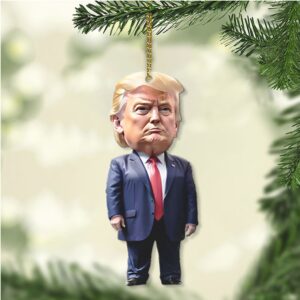 I'll Have A Red Christmas, Trump Santa Hat, Christmas Trump Acrylic Ornament, Perfect for Car & Christmas Tree Decor