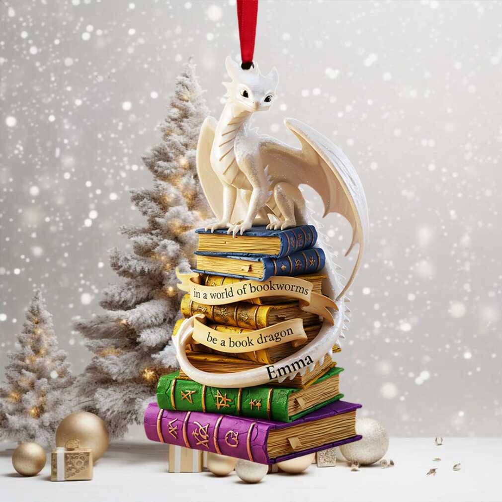 In a World of Bookworms, Be a Book Dragon Personalized Ornament In a World of Bookworms, Be a Book Dragon Personalized Ornament
