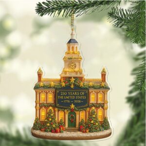 Independence Hall Christmas Ornament 250 Years of USA Ornament 1776–2026 Patriotic Bicentennial Tree Decoration Gift Independence Hall Christmas Ornament 250 Years of USA Ornament 1776–2026 Patriotic Bicentennial Tree Decoration Gift