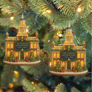 Independence Hall Christmas Ornament 250 Years of USA Ornament 1776–2026 Patriotic Bicentennial Tree Decoration Gift