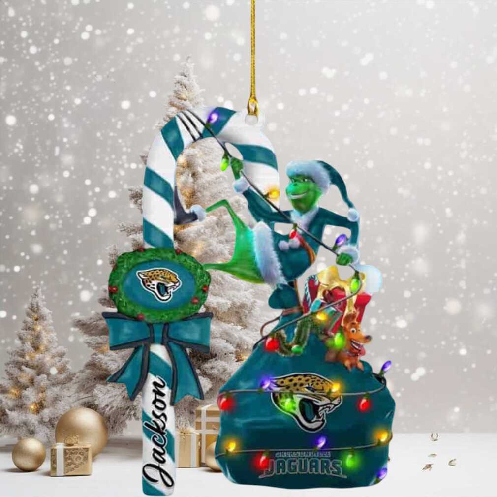 Jacksonville Jaguars NFL x Grinch Custom Name Candy Cane Christmas Tree Decorations Ornament Jacksonville Jaguars NFL x Grinch Custom Name Candy Cane Christmas Tree Decorations Ornament