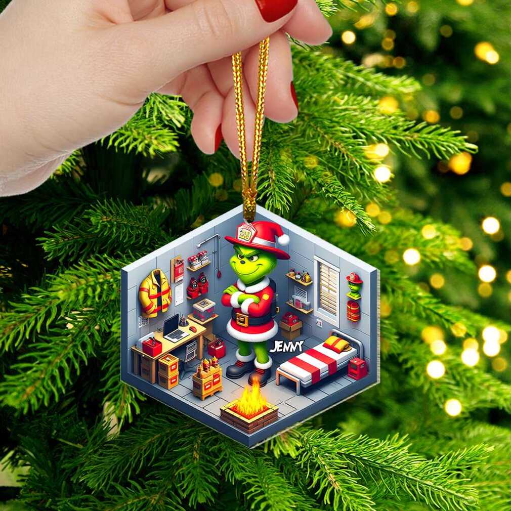 Jenny’s Firefighter Grinch Christmas Diorama Ornament Jenny’s Firefighter Grinch Christmas Diorama Ornament