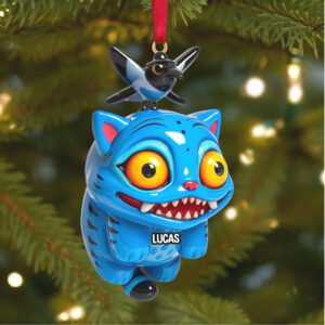 Lucas the Blue Cat Christmas Ornament