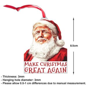 Make Christmas Great Again Ornament, Funny Christmas Trump Acrylic Ornament Perfect for Car & Christmas Tree Decor