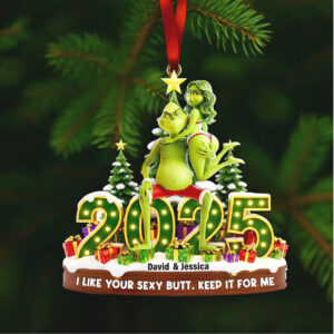 Merry Grinchmas Custom Couple Ornament