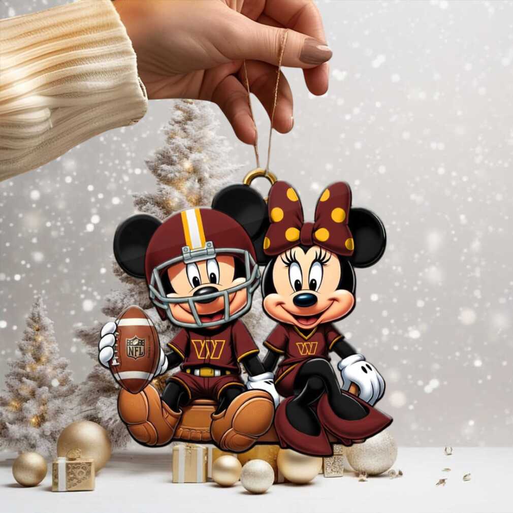 Mickey & Minnie Mouse Washington Commanders NFL Christmas Ornament Mickey & Minnie Mouse Washington Commanders NFL Christmas Ornament