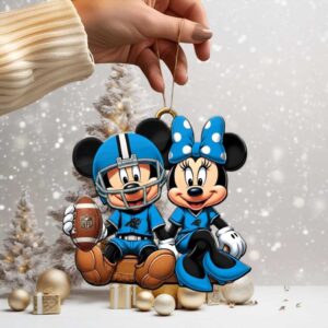 Mickey and Minnie Mouse Carolina Panthers Christmas Ornament