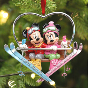 Mickey and Minnie Mouse Figurine Christmas Pendant