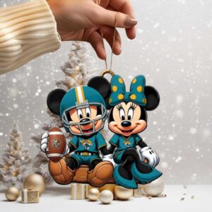 Mickey and Minnie Mouse Jacksonville Jaguars NFL Christmas Ornament