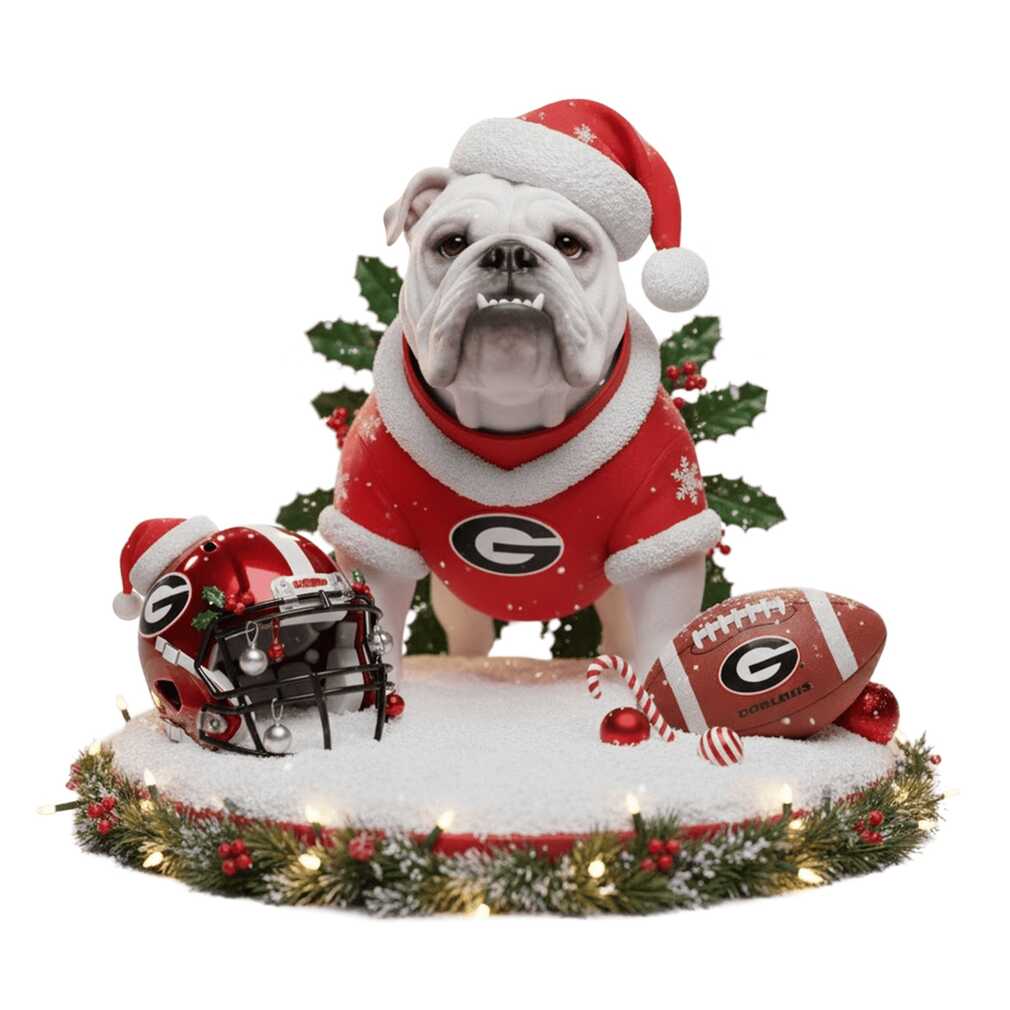 NCAA Georgia Bulldogs Festive Football Ornament NCAA Georgia Bulldogs Festive Football Ornament