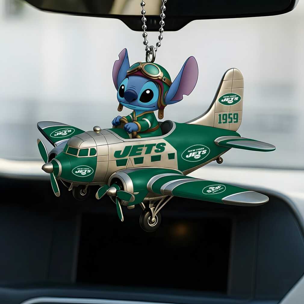 New York Jets Stitch Pilot Airplane CarChristmas Ornament Gift New York Jets Stitch Pilot Airplane CarChristmas Ornament Gift