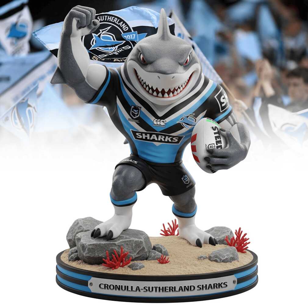 Official NRL Cronulla Sutherland Sharks Mascot Figurine ornamnet Official NRL Cronulla Sutherland Sharks Mascot Figurine ornamnet