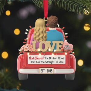 Our First Christmas Married Personalized Red Truck Ornament