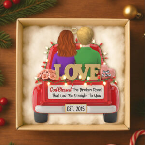 Our First Christmas Married Personalized Red Truck Ornament