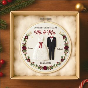Our First Christmas as Mr & Mrs 2025 Personalized Ornament