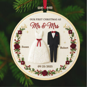 Our First Christmas as Mr & Mrs 2025 Personalized Ornament