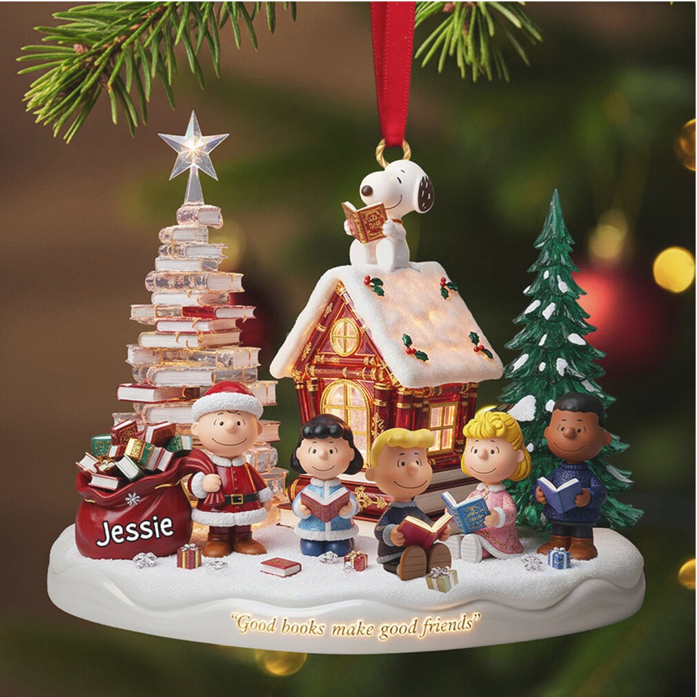 Peanuts Gang Good Books Make Good Friends Personalized Christmas Ornament Peanuts Gang Good Books Make Good Friends Personalized Christmas Ornament