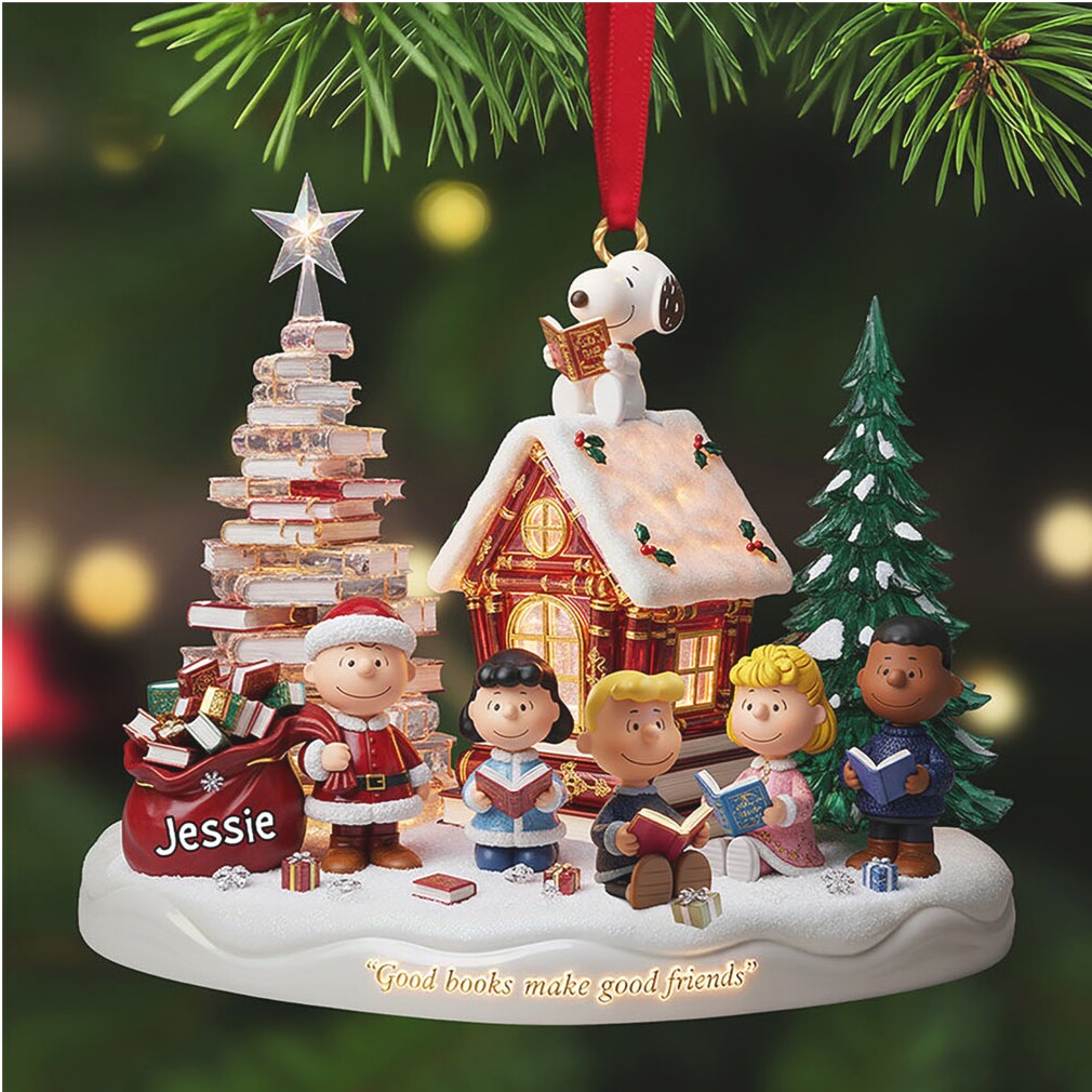 Peanuts Gang Good Books Make Good Friends Personalized Christmas Ornament Peanuts Gang Good Books Make Good Friends Personalized Christmas Ornament