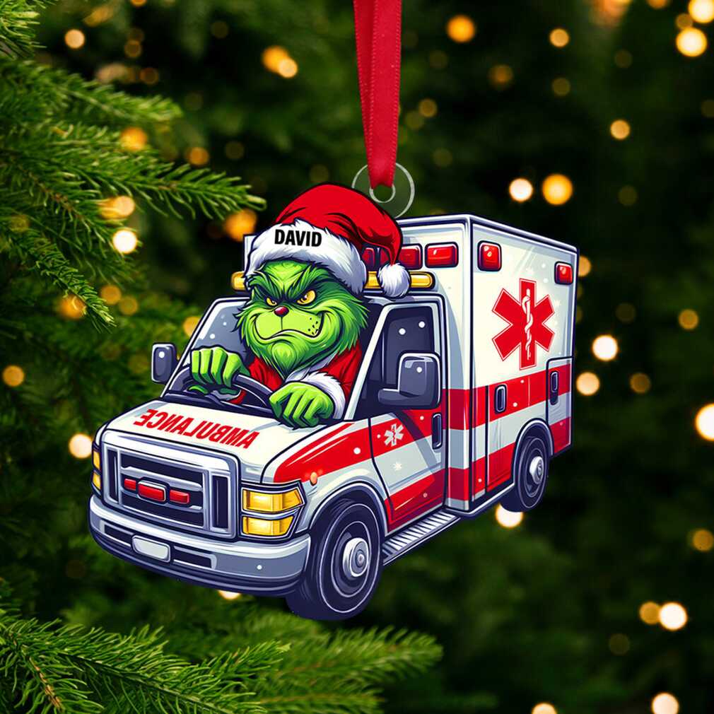 Personalized Ambulance Driver Ornament Acrylic EMT Grinch Christmas Decor Personalized Ambulance Driver Ornament Acrylic EMT Grinch Christmas Decor