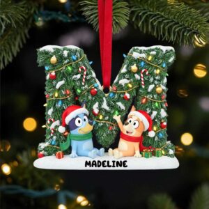 Personalized Bluey Alphabet Christmas Ornament