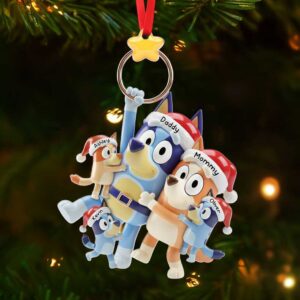 Personalized Bluey Family Christmas Ornament