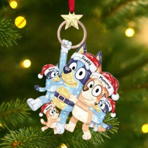 Personalized Bluey Family Christmas Ornaments