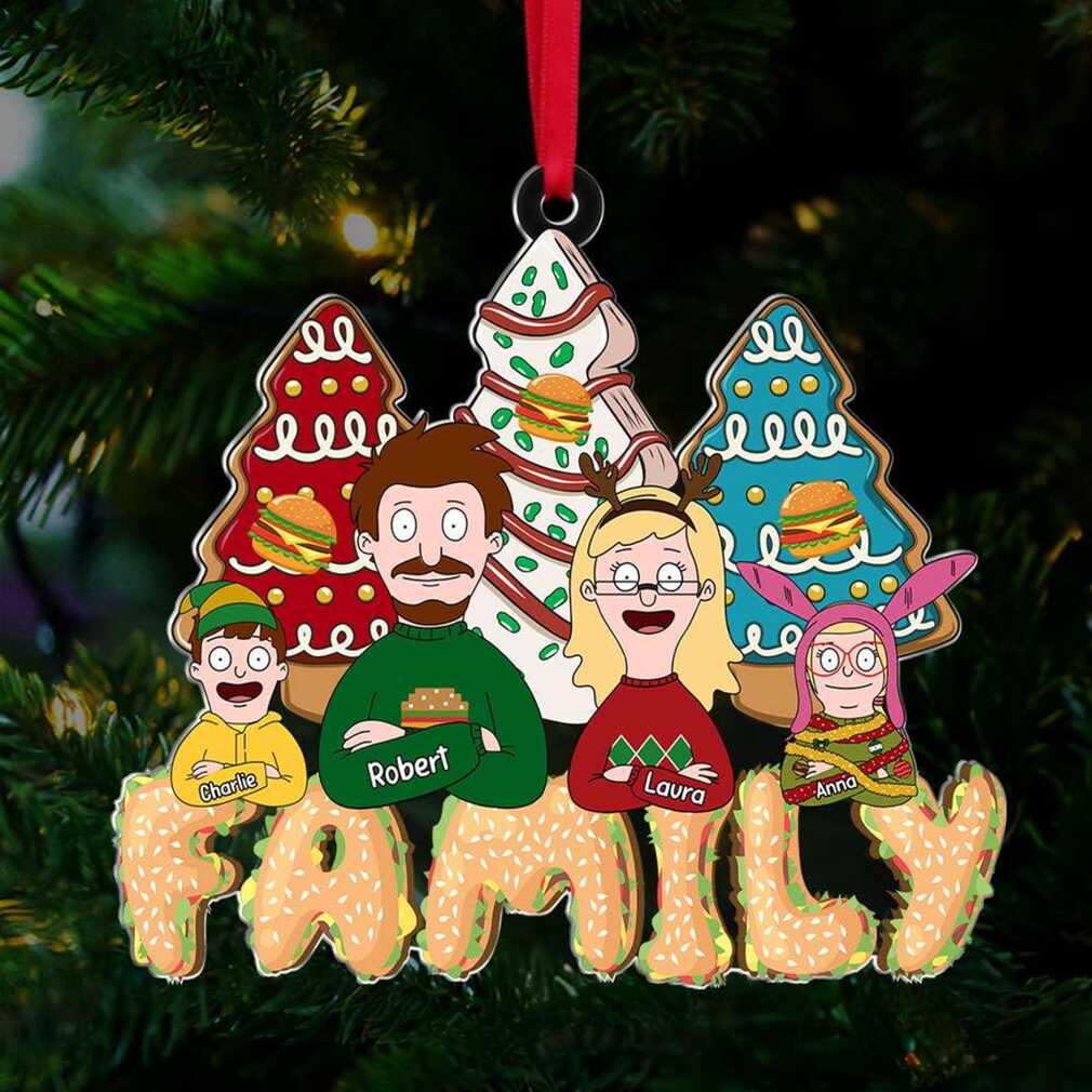 Personalized Burger Family Christmas Ornament Personalized Burger Family Christmas Ornament