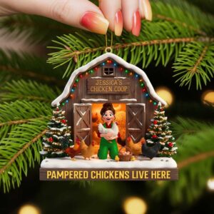 Personalized Chicken Coop Christmas Ornament