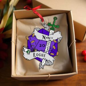 Personalized D20 Rogue Character Ornament