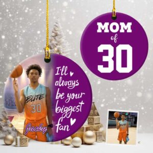 Personalized Dad Mom Son Basketball Ceramic Christmas Ornament, We’ll Always Be Your Biggest Fan
