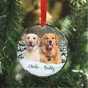 Personalized Dog Photo Glass Ornament Custom Dog Cat Pet Photo Christmas Ornament