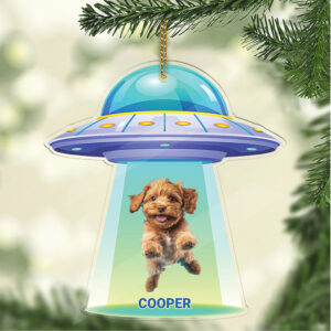 Personalized Dog Photo UFO Acrylic Ornament Custom Dog Cat Christmas Ornament