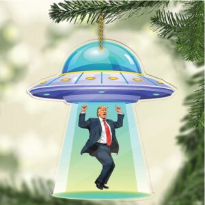 Personalized Donald Trump Acrylic Ornament Custom Funny Trump UFO Christmas Ornament