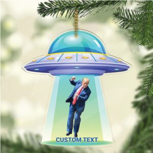 Personalized Donald Trump Acrylic Ornament Custom Funny Trump UFO Christmas Ornament