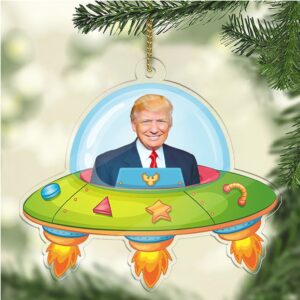 Personalized Donald Trump UFO Acrylic Ornament Custom Funny Trump Christmas Ornament