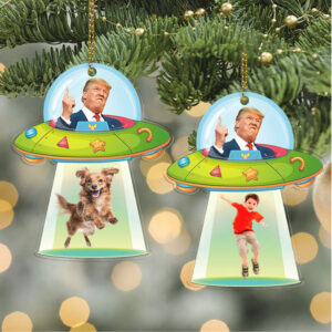 Personalized Donald Trump UFO Acrylic Ornament Custom Photo Upload Christmas Ornament