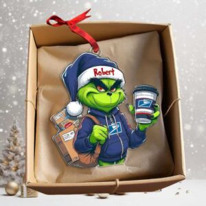 Personalized Family of Three Grinch Christmas Ornament, Custom Name & Year