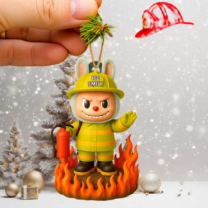 Personalized Firefighter Labubu Christmas Ornament