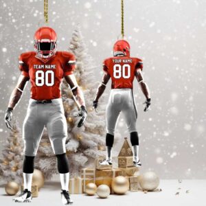 Personalized Football Player Christmas Ornament Custom Name & Number Gift