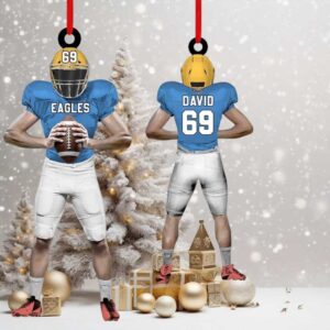Personalized Football Player Ornament Custom David #69, Eagles Team Name