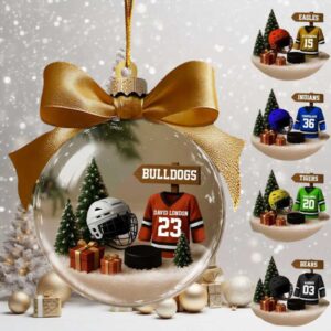 Personalized FootballHockey Transparent Ornament